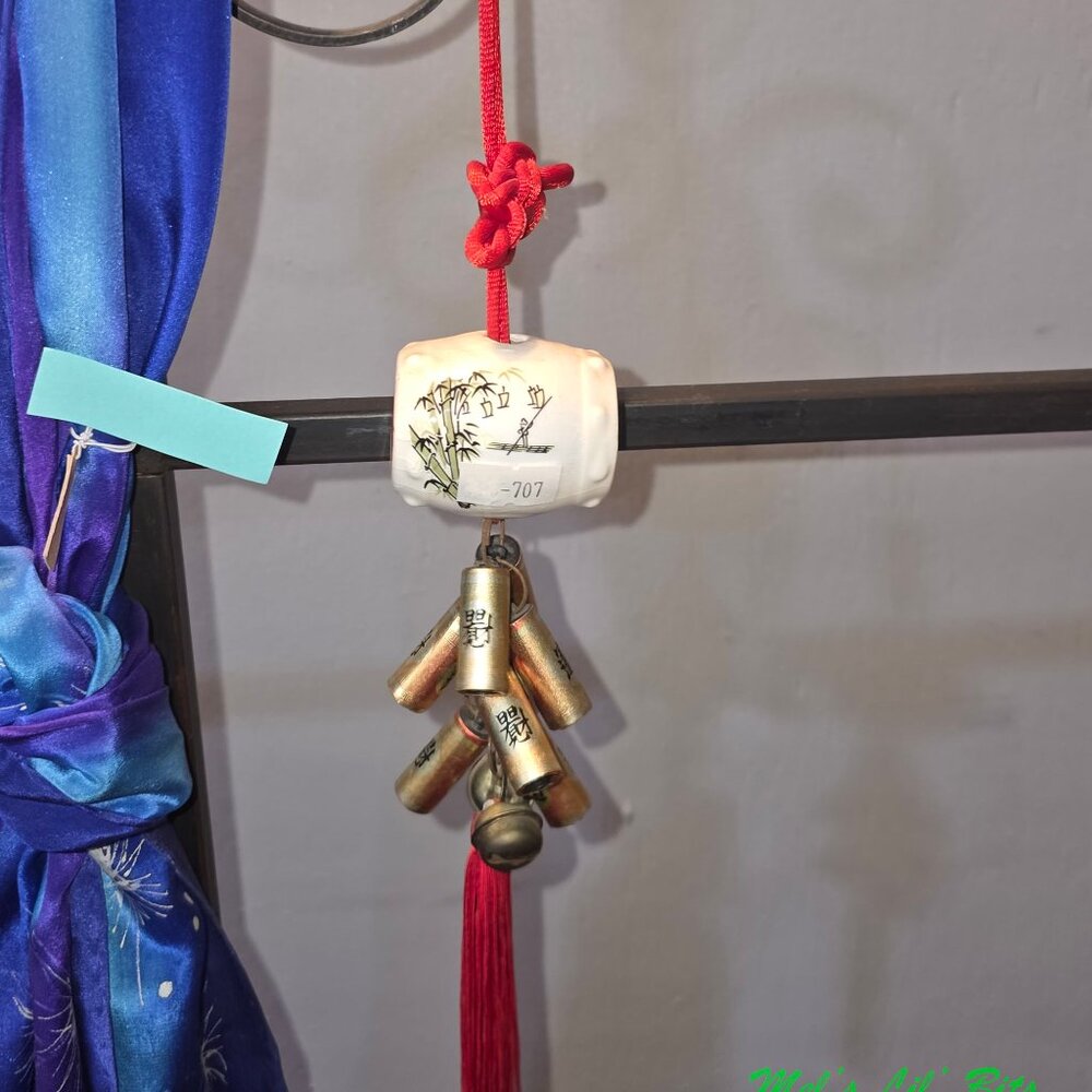 Asian Hanging Drum with Tassel Collectible Decoration